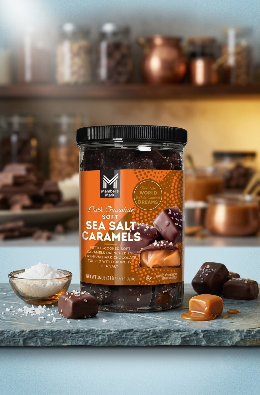 Member’s Mark Dark Chocolate Soft Sea Salt Caramels 36 oz Chewy Sweet & Salty