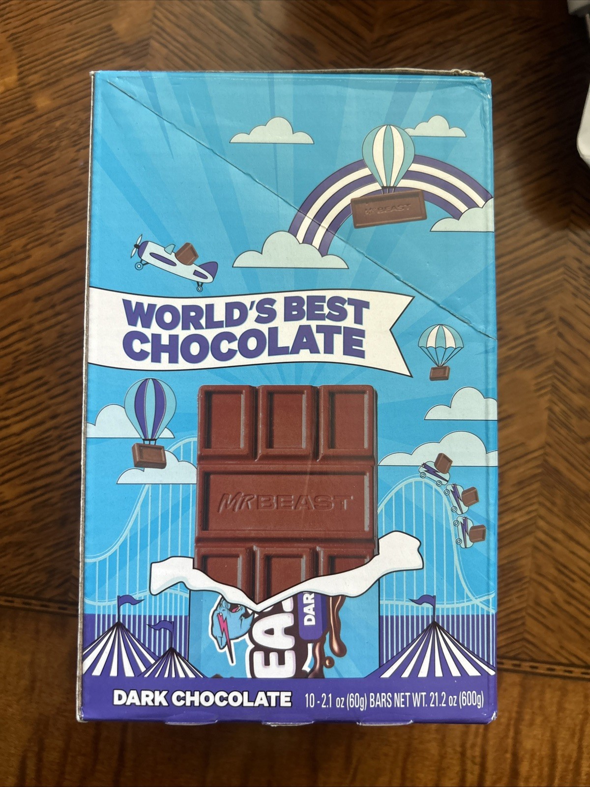 Feastables by MrBeast Dark Chocolate Chocolate Bar -1 Box, 10 Bars 2.1 oz ea