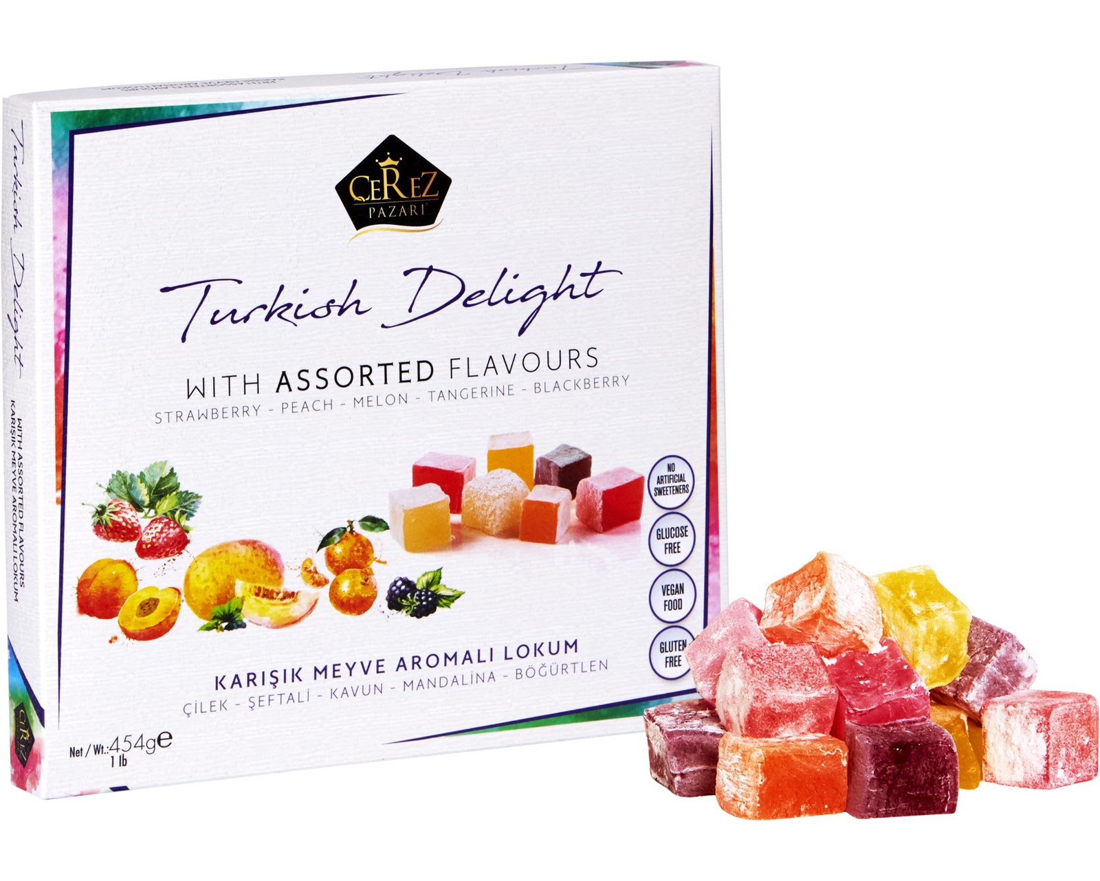 Cerez Pazari Turkish Delight Candy with Assorted Mix Flavours 16