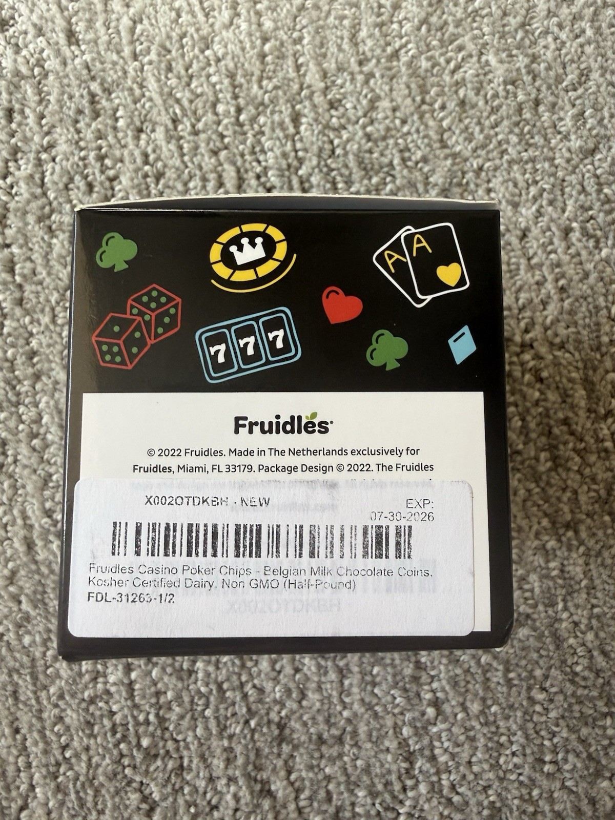 Fruidles Casino Poker Chips-Belgian Milk Chocolate Coins, Kosher Certified Dairy