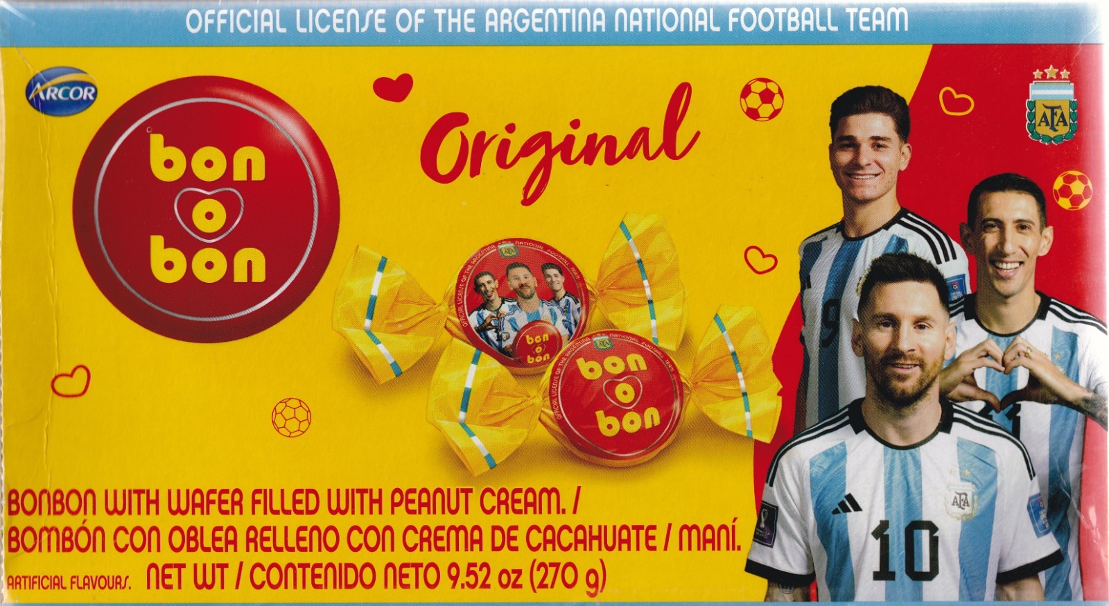 Leo Messi Bon o Bon Traditional Chocolate Filled Peanut Butter Candy Argentina