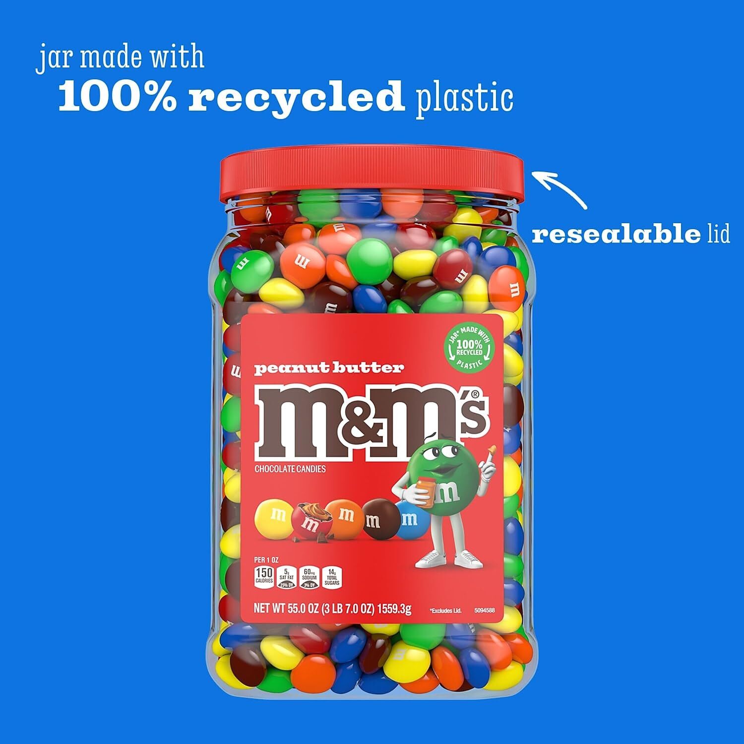M&M’s Peanut Butter Chocolate Candy, 55 Oz,, ()