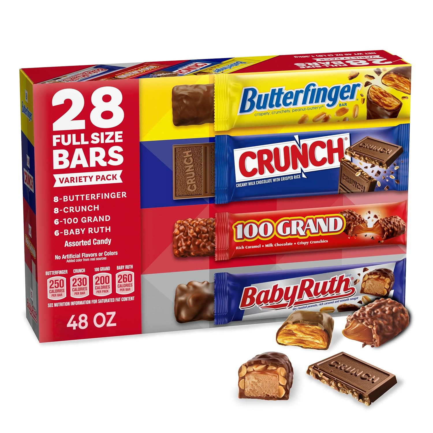 , CRUNCH, Baby Ruth, 100 Grand, Assorted Bulk Candy Bar Variety Pack Full Size,