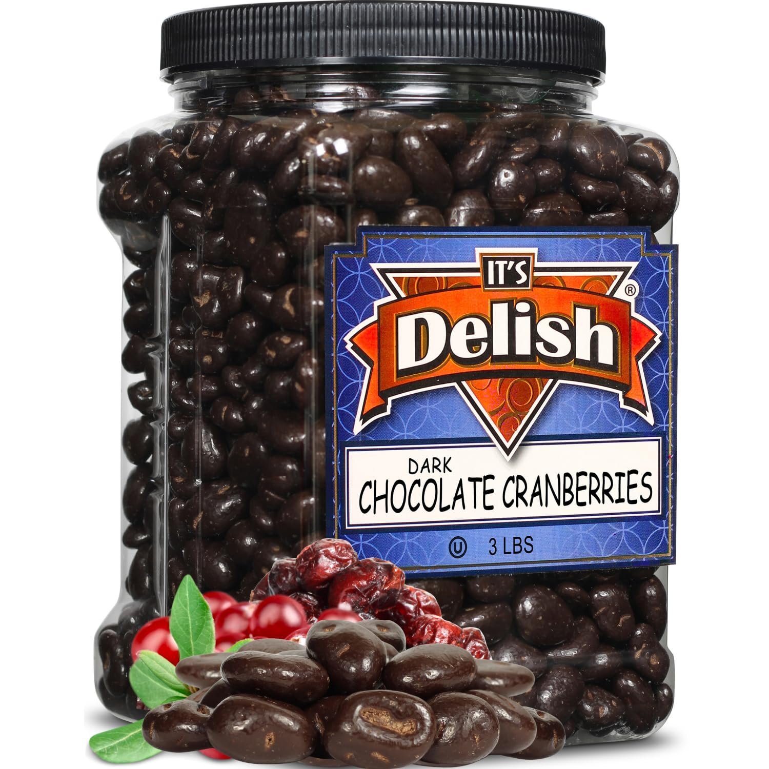 Dark Chocolate Covered Cranberries by Its Delish, 3 LBS Jumbo Container |…