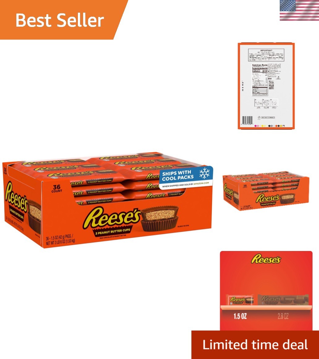 Milk Chocolate Peanut Butter Cups, Candy Packs, 1.5 oz 36 Count