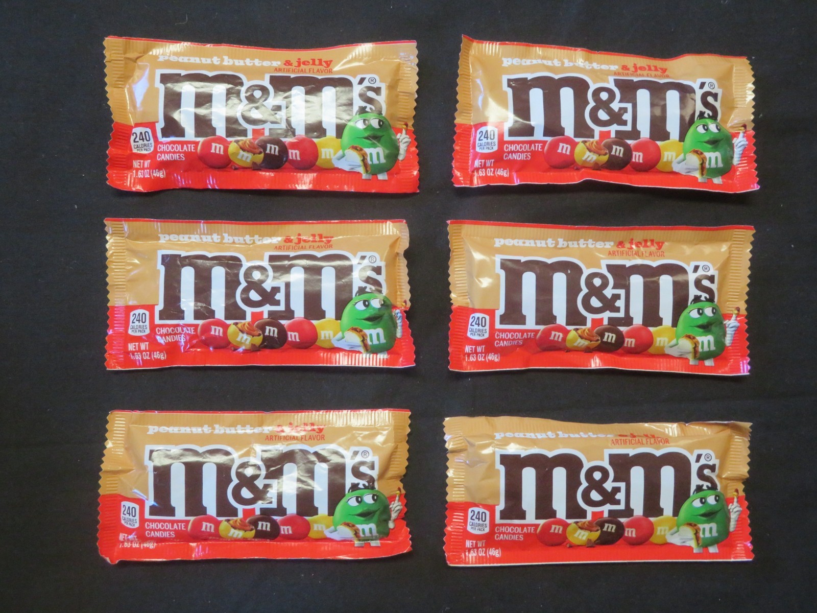 (6) Bags Of M&M’s Peanut Butter & Jelly Candies 1.63 Oz Each