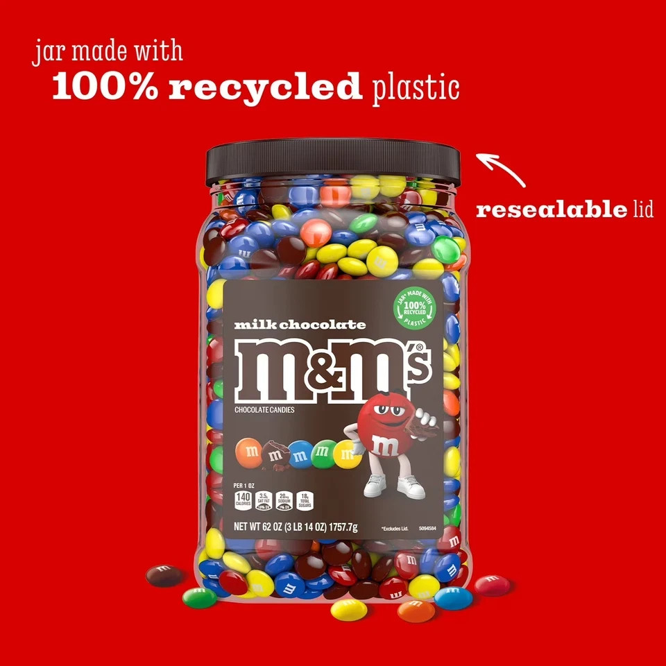 M&M’S Milk Chocolate Candy 62 oz Bulk Jar – Pantry Snack