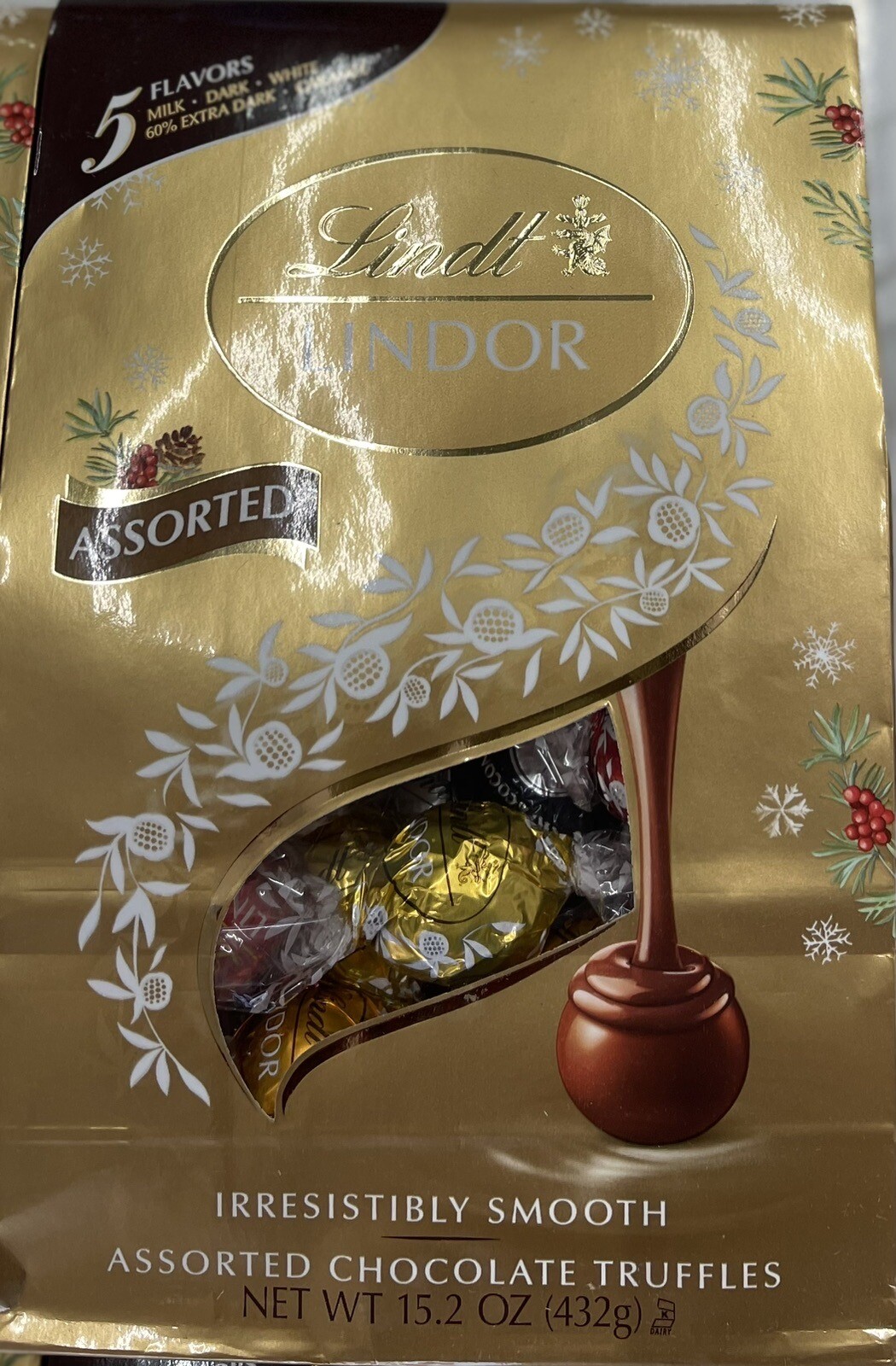 (Lot Of 4) Lindt Lindor Assorted 5 Flavor Chocolate Candy Truffles – 15.2 oz.