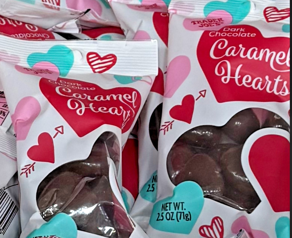 2 Pack Trader Joe’s 2.5 oz. Dark Chocolate CARAMEL HEARTS Love Gift 3/2026