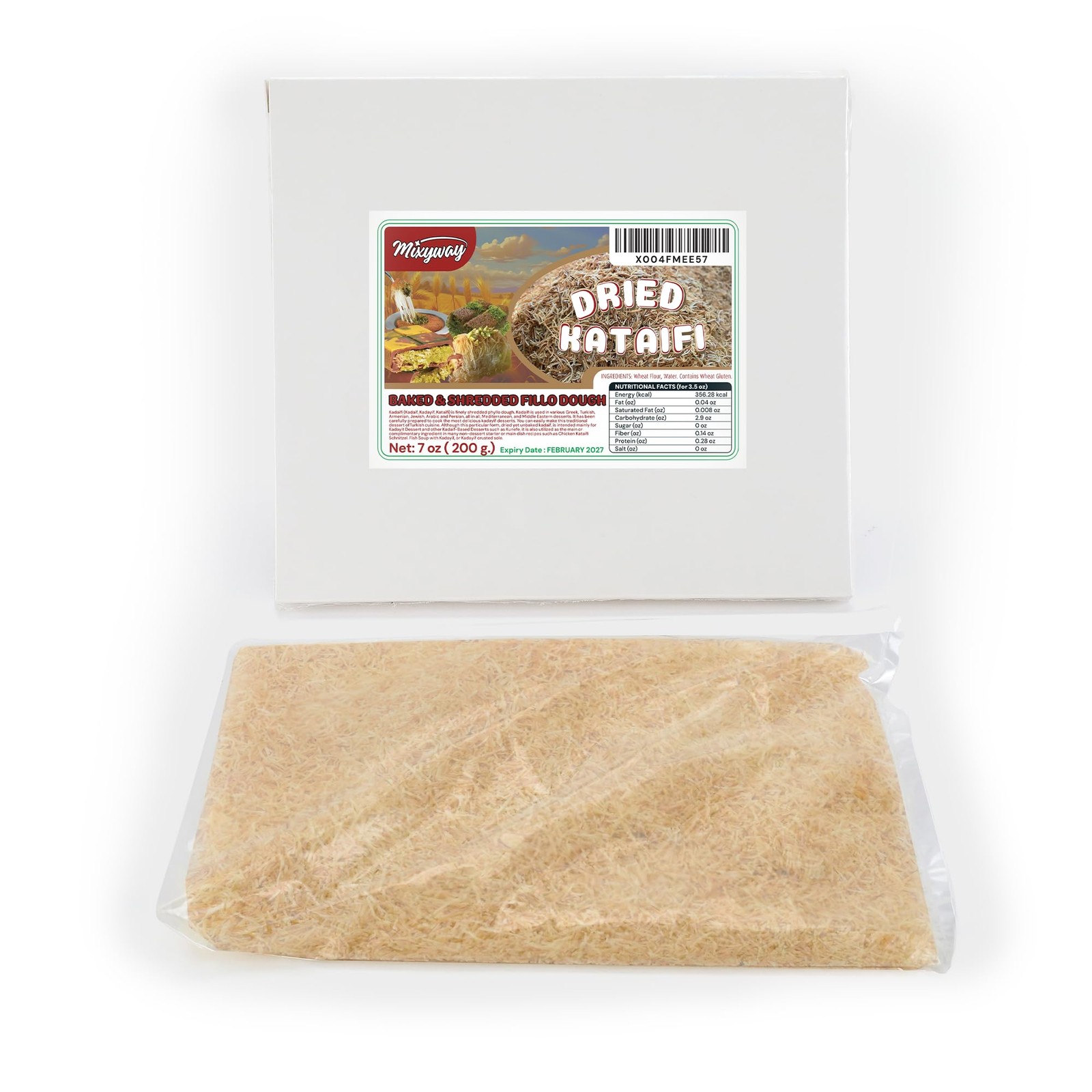 Kataifi Shredded Fillo Dough 7oz for Knafeh Pistachio Chocolate Bar Dubai