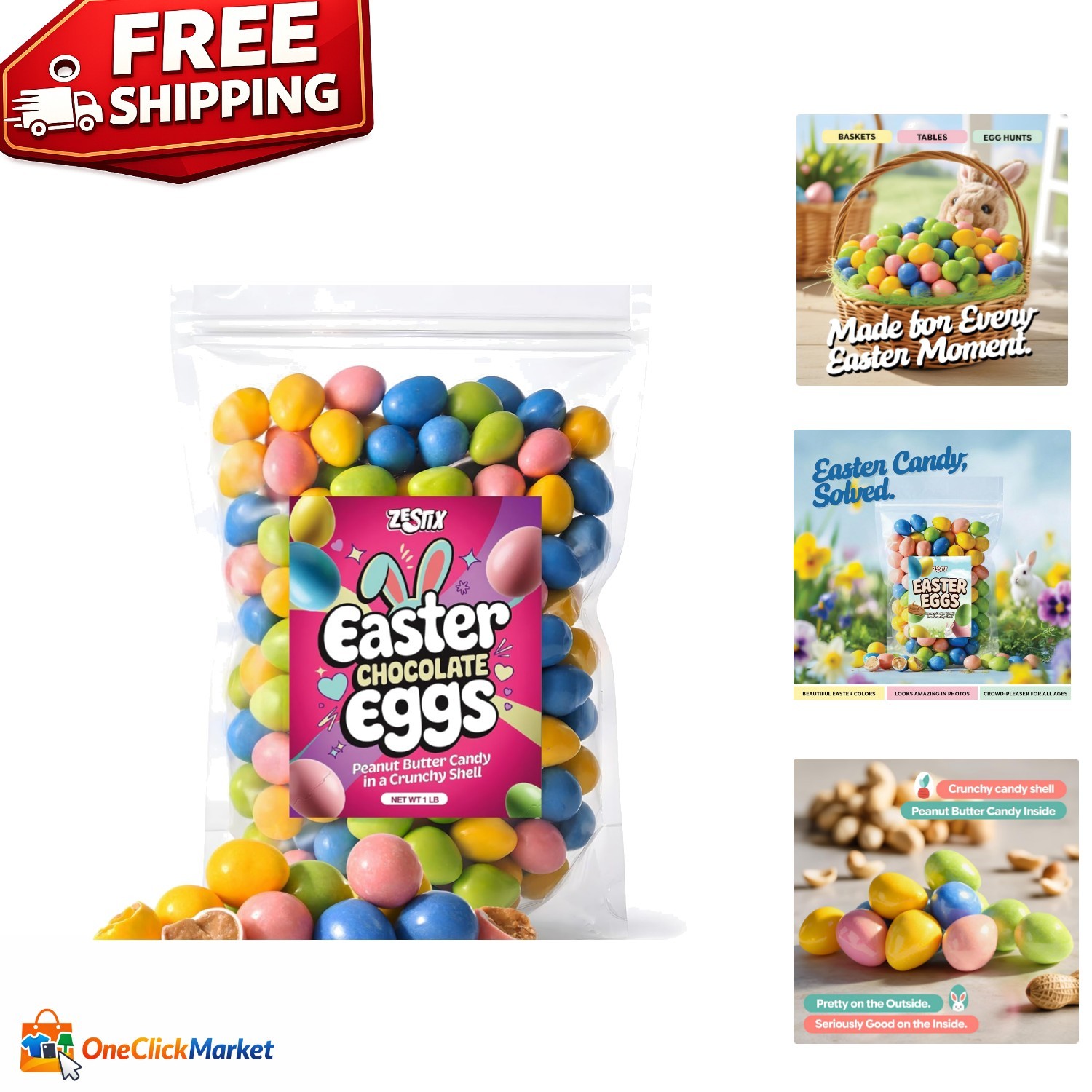 Delicious Mini Peanut Butter Candy Eggs – 1 lb Bag for Egg Hunts & Gift Baskets
