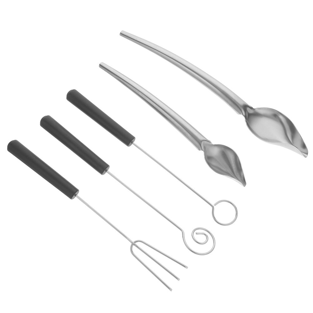 5Pcs Reusable Stainless Steel Chocolate Dipping Fork and Decorative Spoons Set