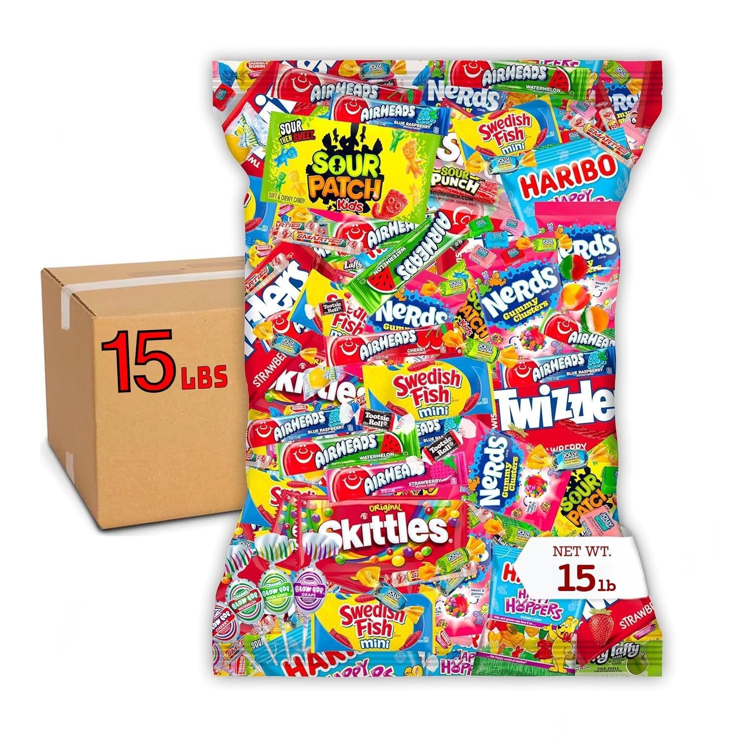 15 lb Bulk Candy Variety Pack – Individually Wrapped Treats for Parties & Piñata