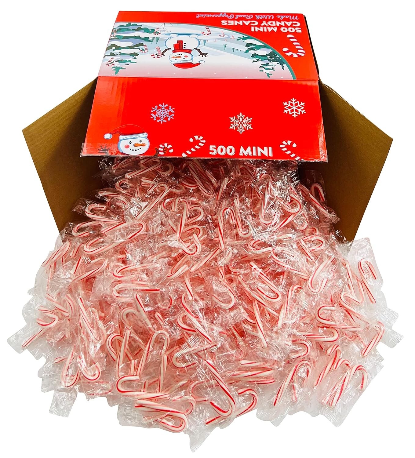 Mini Candy Canes with Real Peppermint, Red & White, 500 Count Pack of 1