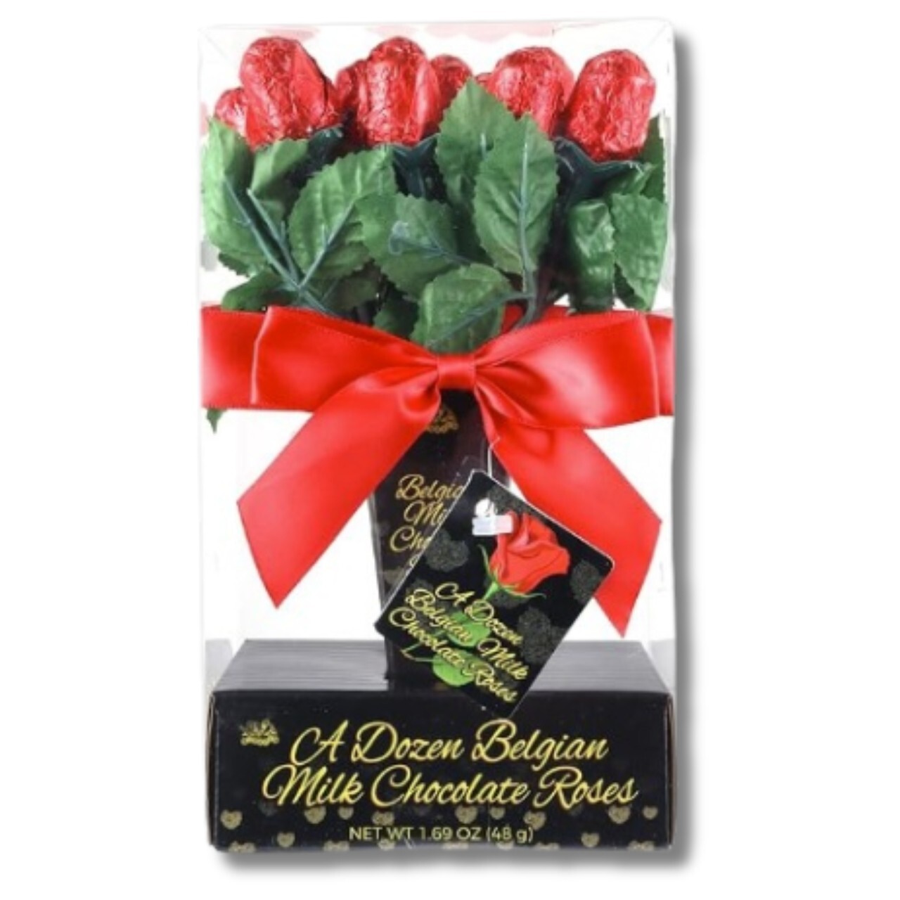 Valentine A Dozen Belgian Milk Chocolate Roses, Gift Box