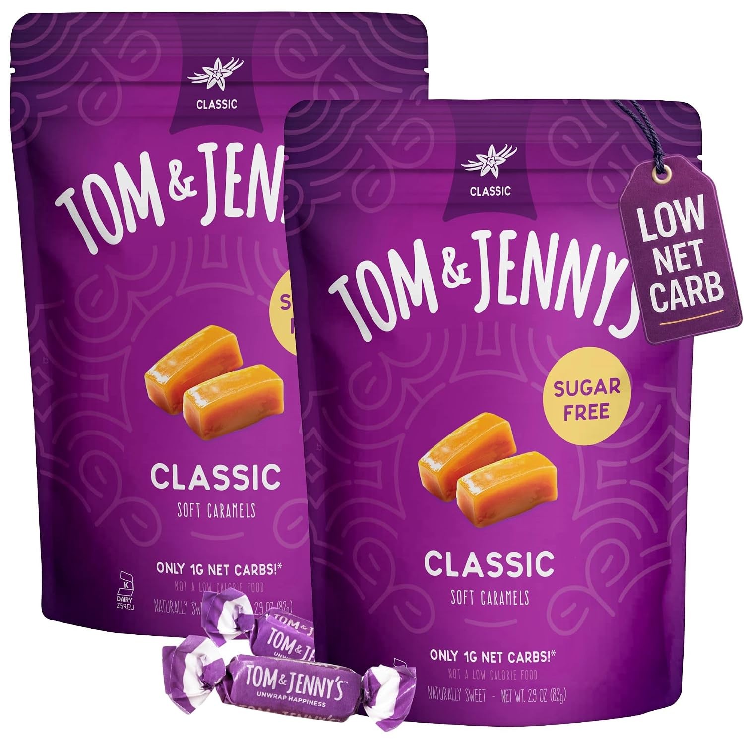 Sugar Free Soft Caramel Candy with Sea Salt Vanilla Low Net Carbs Sugar Free