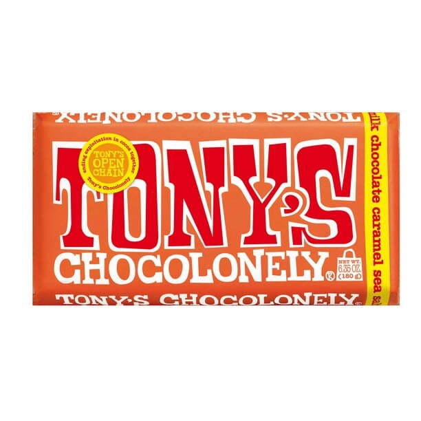 Tony’s Chocolonely Milk Chocolate Bar with Caramel and Sea Salt, 180g