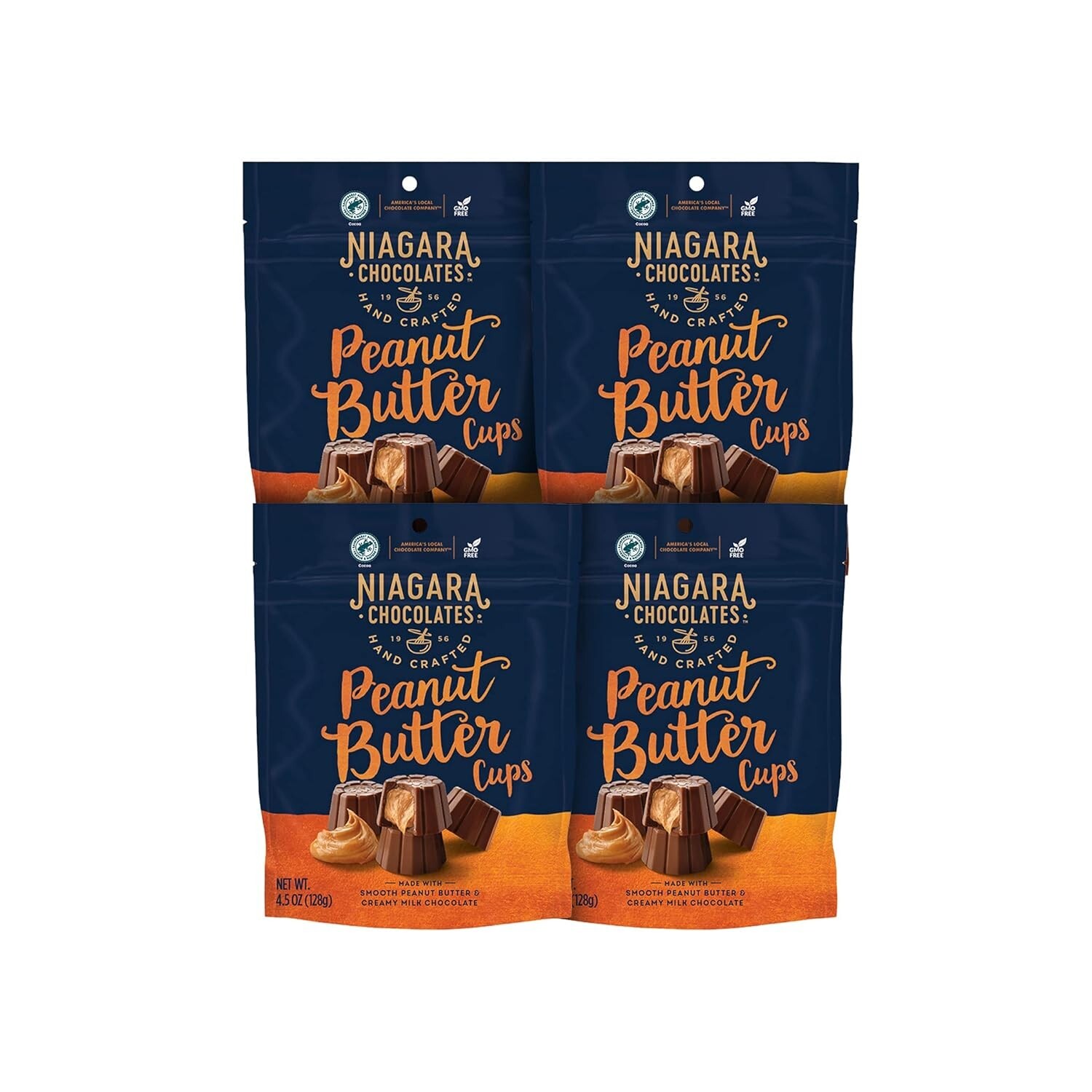 Niagara Chocolates Milk Chocolate Peanut Butter Cups 4 Pack Stand-Up Bag (4.5oz)