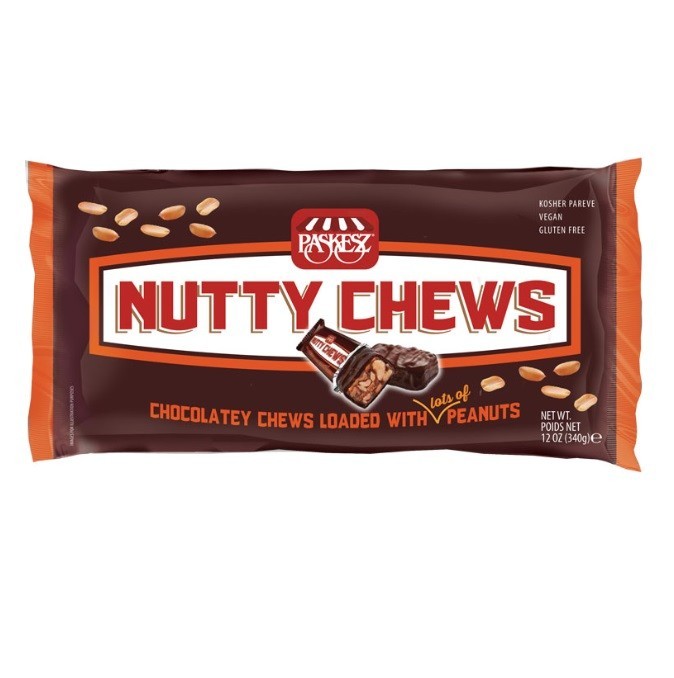 4x Paskezs Nutty Chews Chocolate Bars Dark Chocolate Peanuts, 340 Grams,