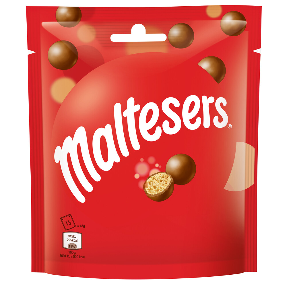 MALTESERS MARS COMPANY – 135G – CRUNCHY CHOCOLATE BALLS PRALINES POUCH CANDY