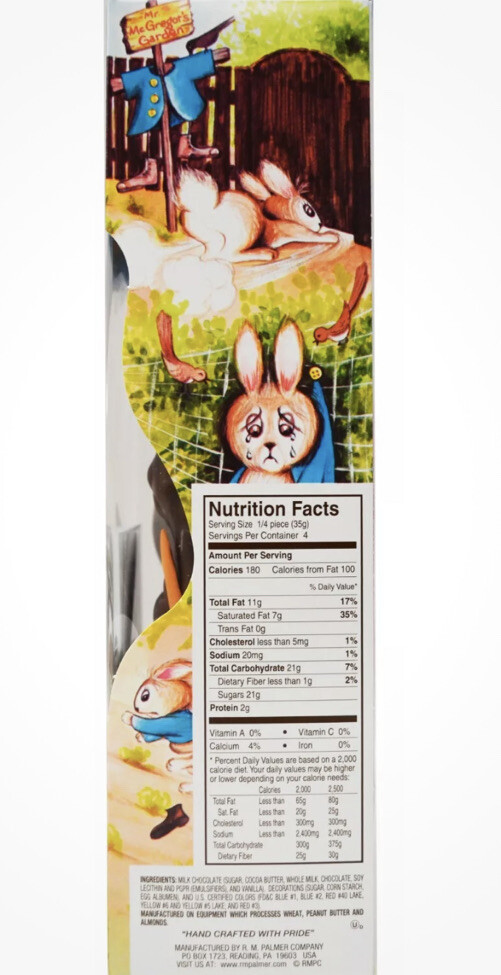 Happy Easter Palmer 8” Milk Chocolate Bunny W Peter Rabbit Story Book-NEW