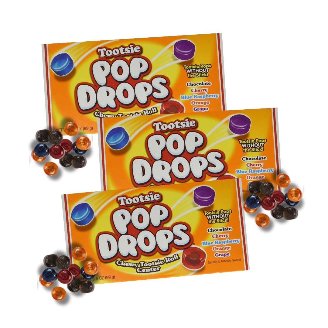 Tootsie Drop Pops – Pack of 3 – Fruity Hard Candy Pieces With Tootsie Roll Ce…