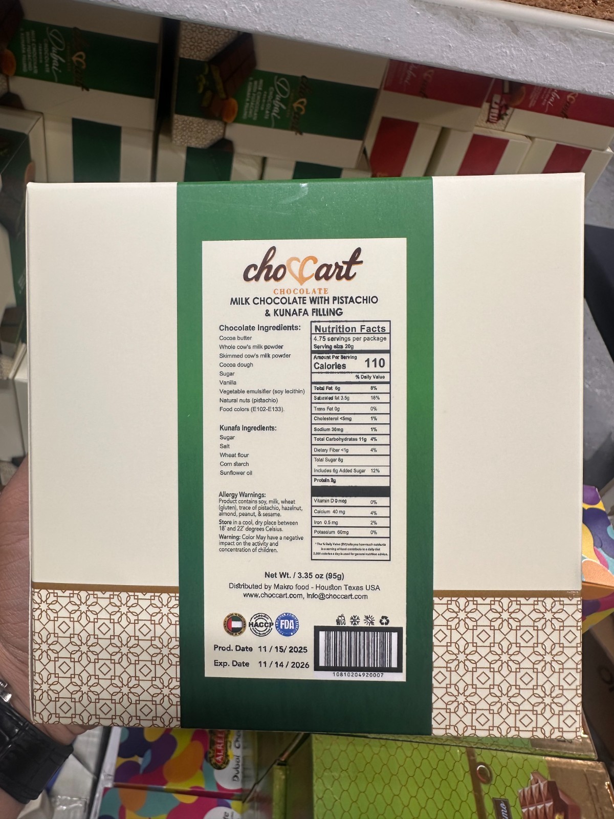 6 Pack ChocCart Dubai Chocolate Bar – Viral Pistachio Knafeh Milk Chocolate