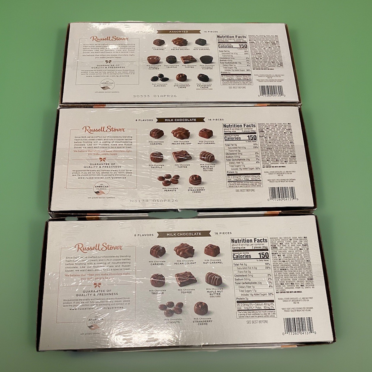 RUSSELL STOVER 3-PACK Milk & Chocolate Assortment -48 Pieces Gift Set Valentines