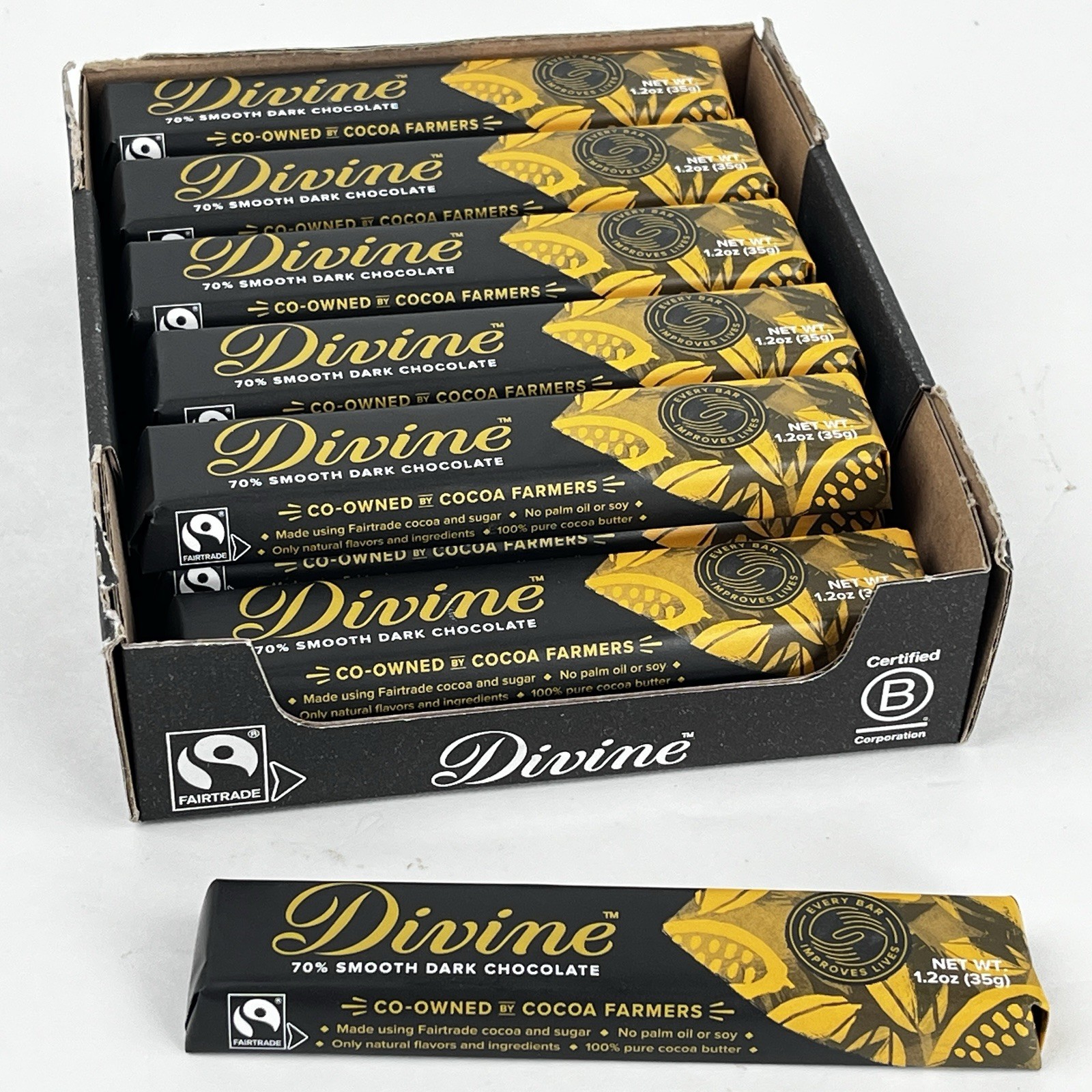 Divine 70% DARK Chocolate-18/1.2oz.-B.B.Date: August 2026-No Seed Oils-Vegan