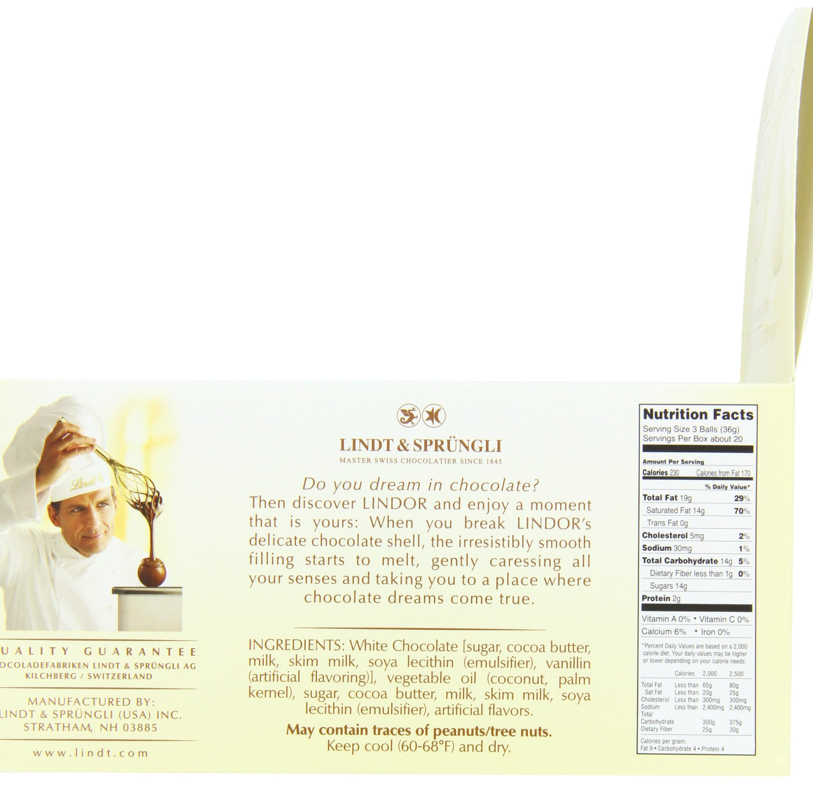 Lindt LINDOR White Chocolate Truffles Kosher 60 Count Box 25.4 Ounce
