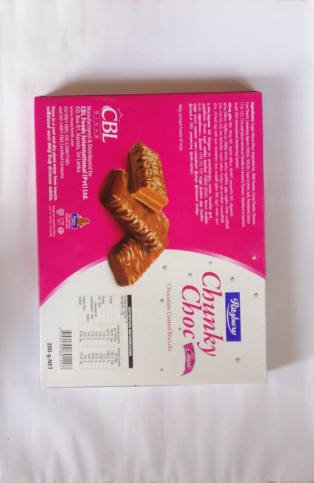Chunky Choc Chocolate Coated And Stuffed Delicious Biscuit 10 bars 200g