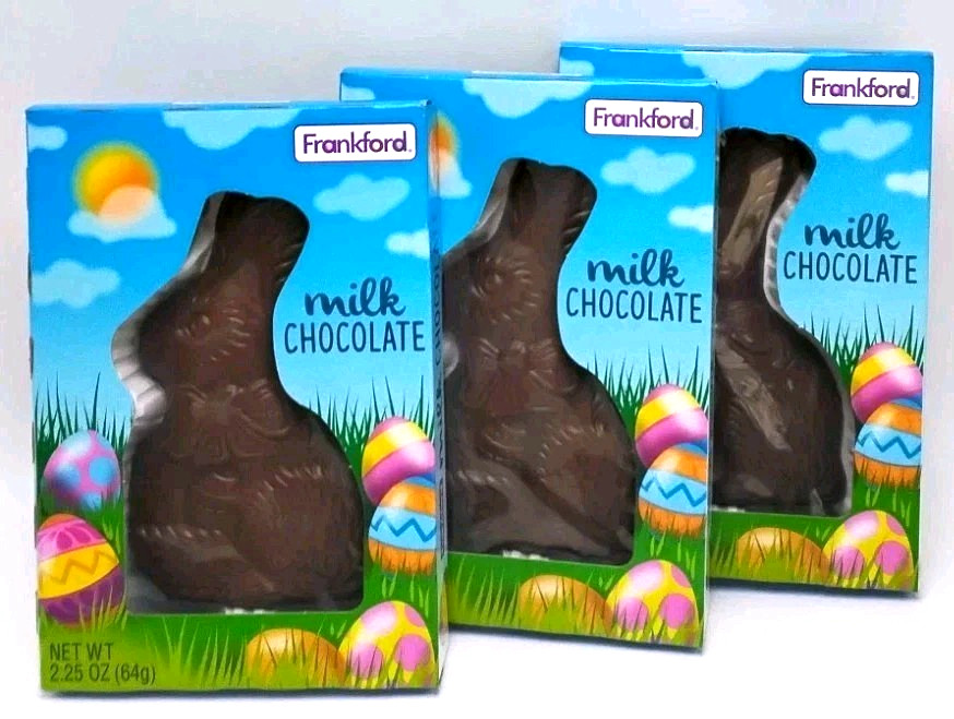 3 Pck Frankford Solid Milk Chocolate Easter Bunny 2.25 oz ea. BB 2027