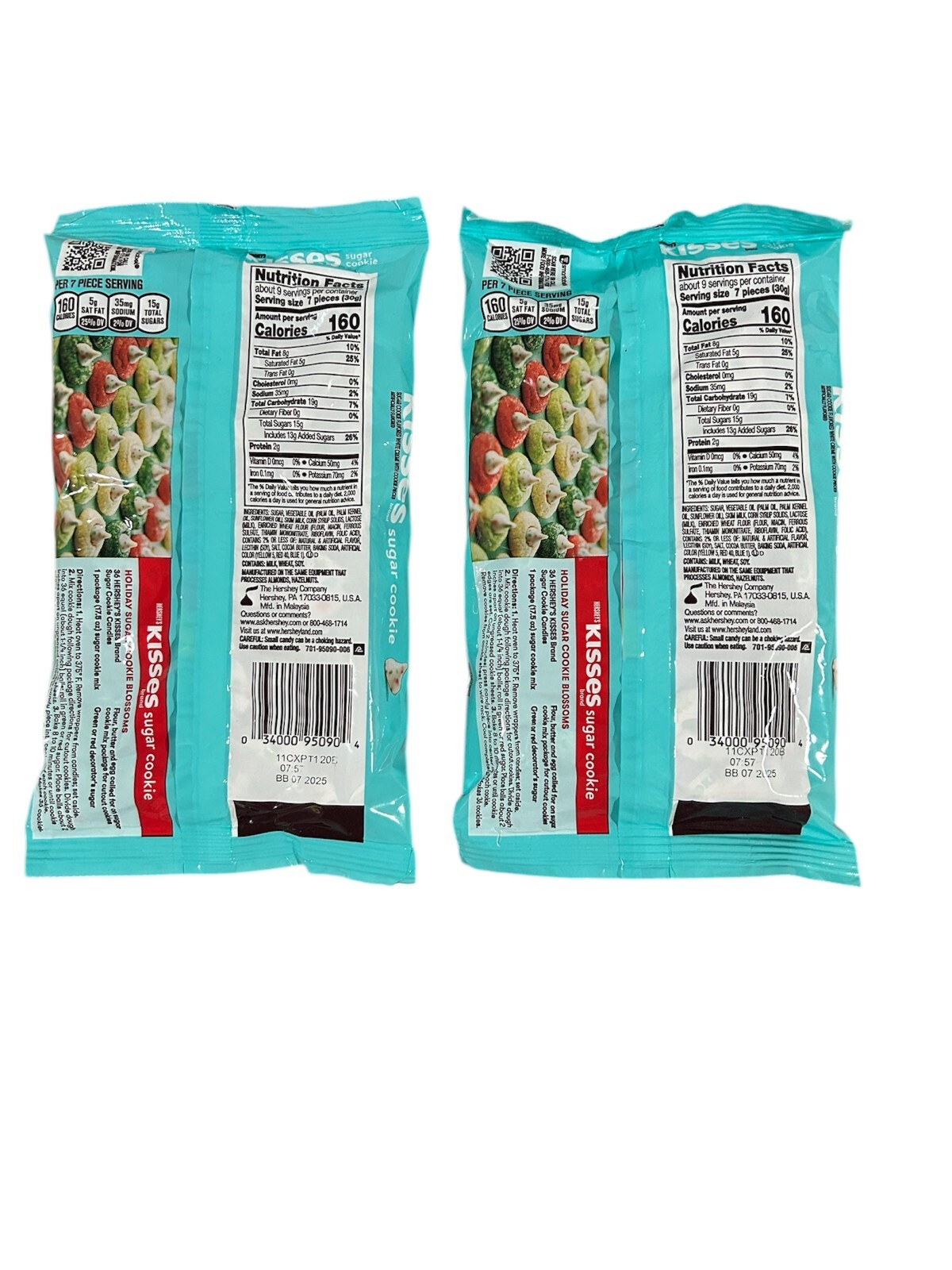 Hersheys Kisses Sugar Cookie Flavored 9 oz- LOT Of 2 (7/2025)