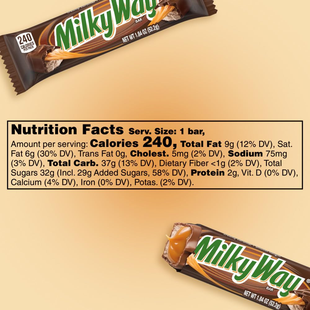 Milkyway Candy Milk Chocolate Bars Bulk Pack, Full Size, 1.84 Oz Pack of 36)