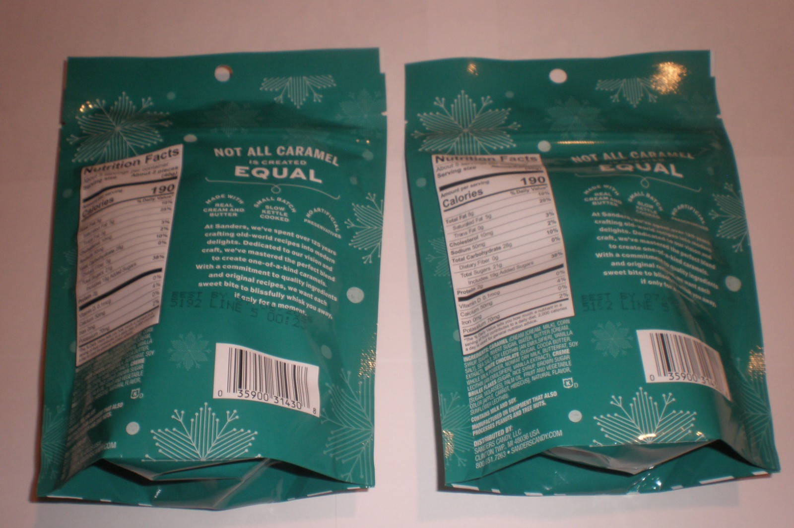 Sanders Sugar Cookie White Chocolate Sea Salt Caramels 2 Bags 7 OZ each