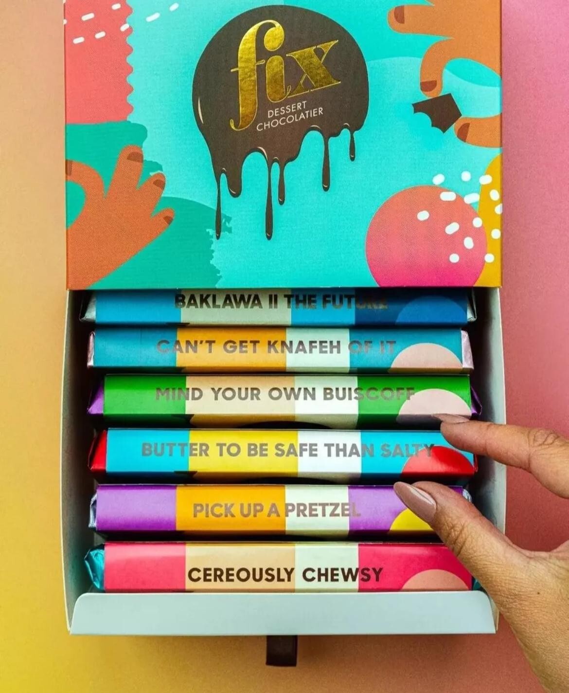 DUBAI VIRAL ORIGINAL FIX Chocolate Bars – Hero box of 6 Flavors from Dubai, UAE