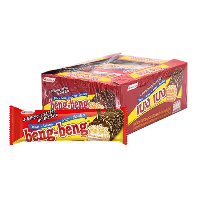 20g x 12 Packs BENG BENG Wafers Coated with Caramel, Crispy Rice, and Chocolate