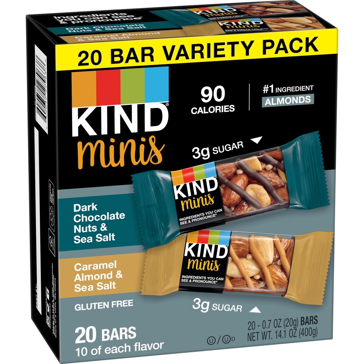 KIND Minis Dark Chocolate & Caramel Almond – 14oz/20ct