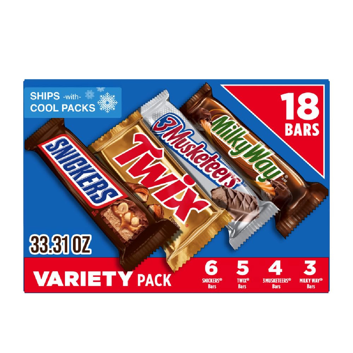 Mars Snickers Twix Milky Way 3 Musketeers Individually Wrapped Variety Pack