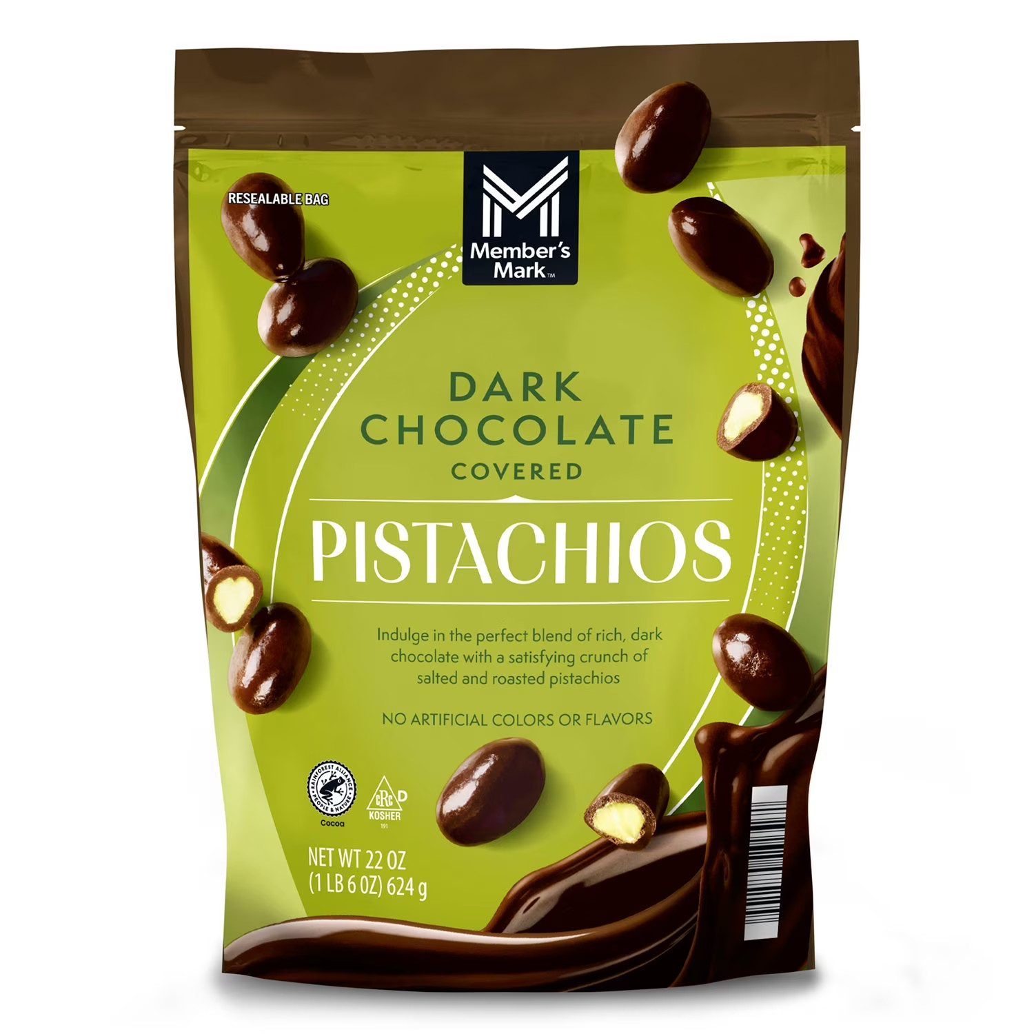 Member’s Mark Dark Chocolate Covered Roasted Pistachios, 22 oz.FREE SHIPPING