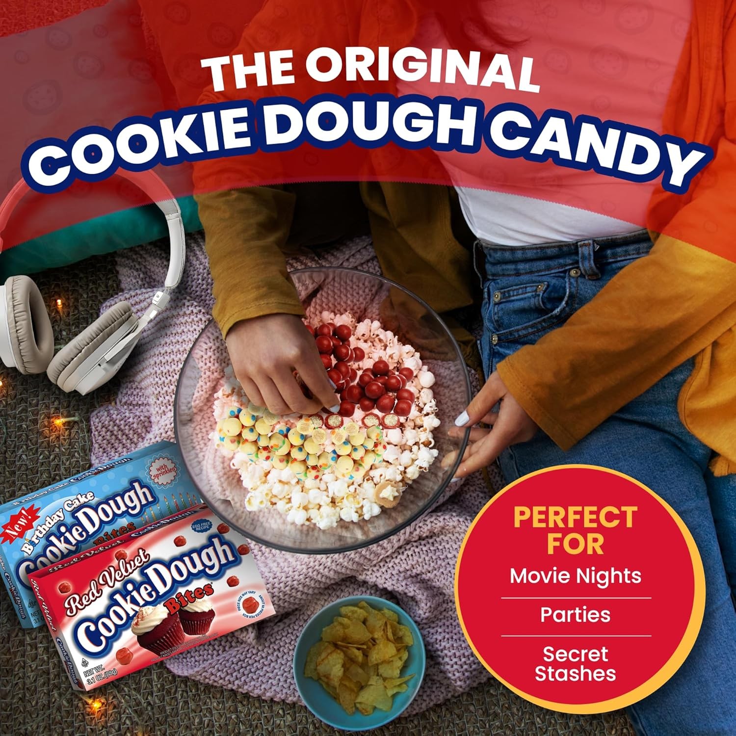 Cookie Dough Bites Chocolate Chip Flavored Candy 3.1 oz (Pack of 6)
