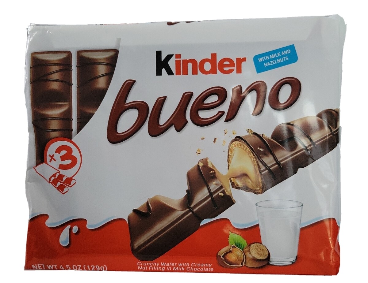 KINDER BUENO CRUNCHY WAFER WITH NUT FILLING & MILK CHOCOLATE 2PKS OF 3 BARS