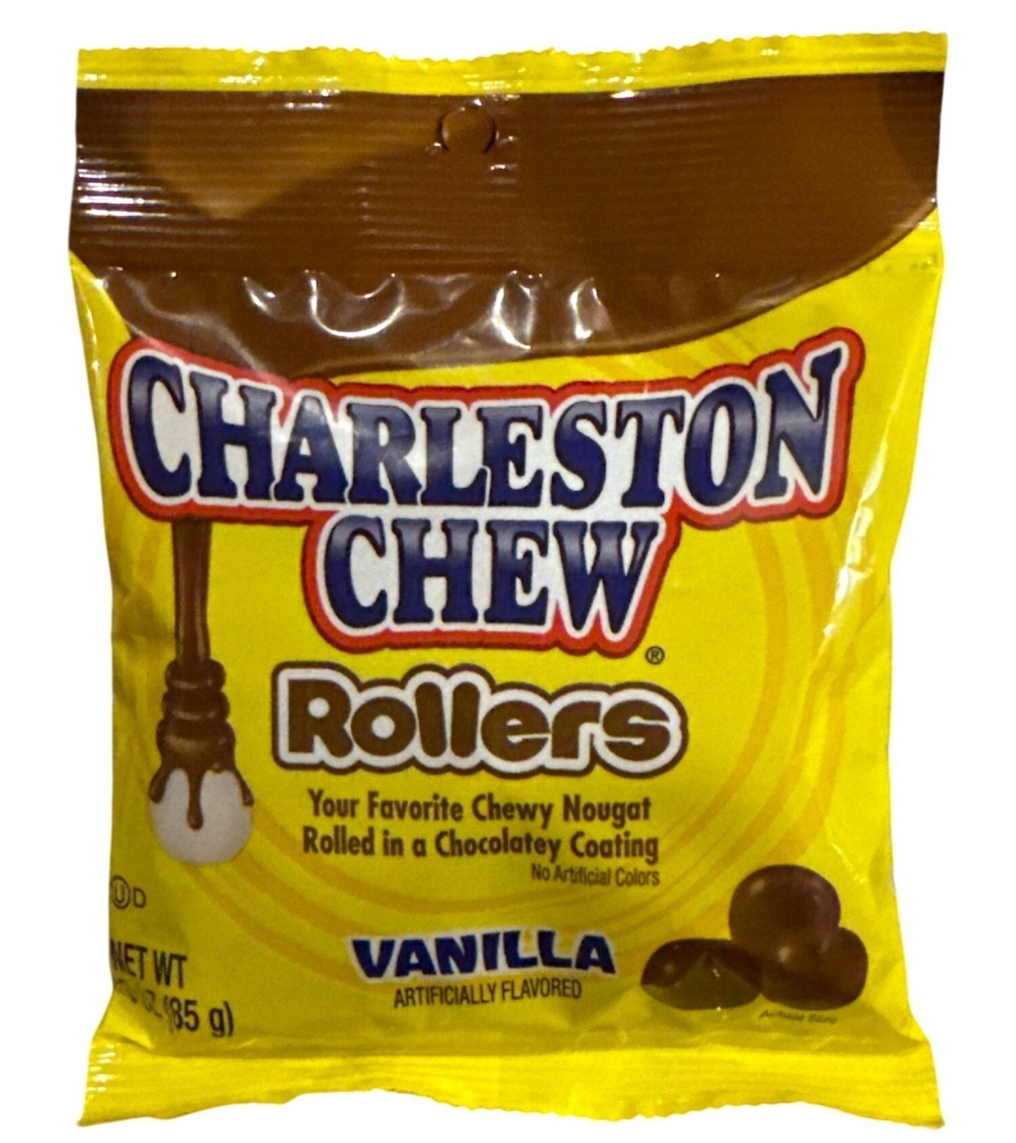 Charleston Chew Rollers Vanilla 3oz Candy Chewy Vanilla Nougat+Chocolate Coating