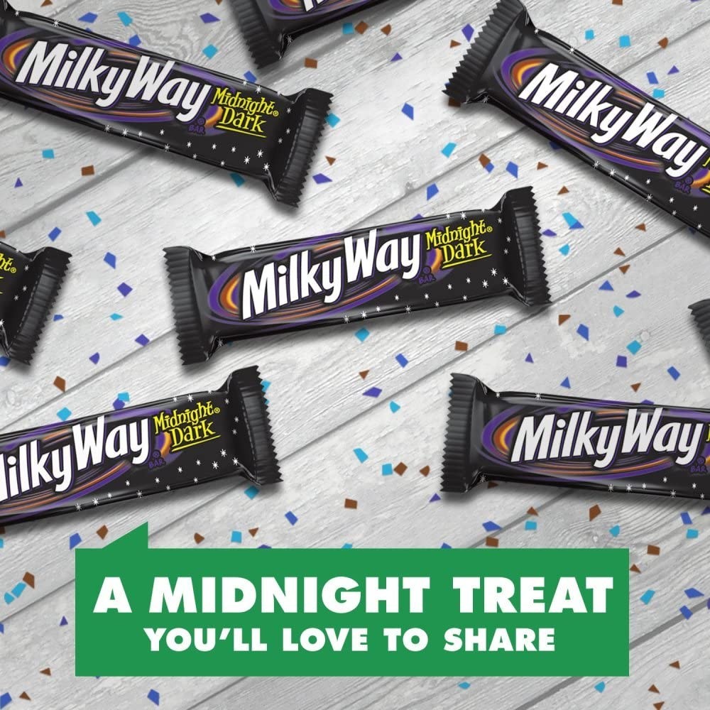 Dark Chocolate Candy Bars, Midnight Dark, Full Size, 1.76 oz Pack of 24 Choco…