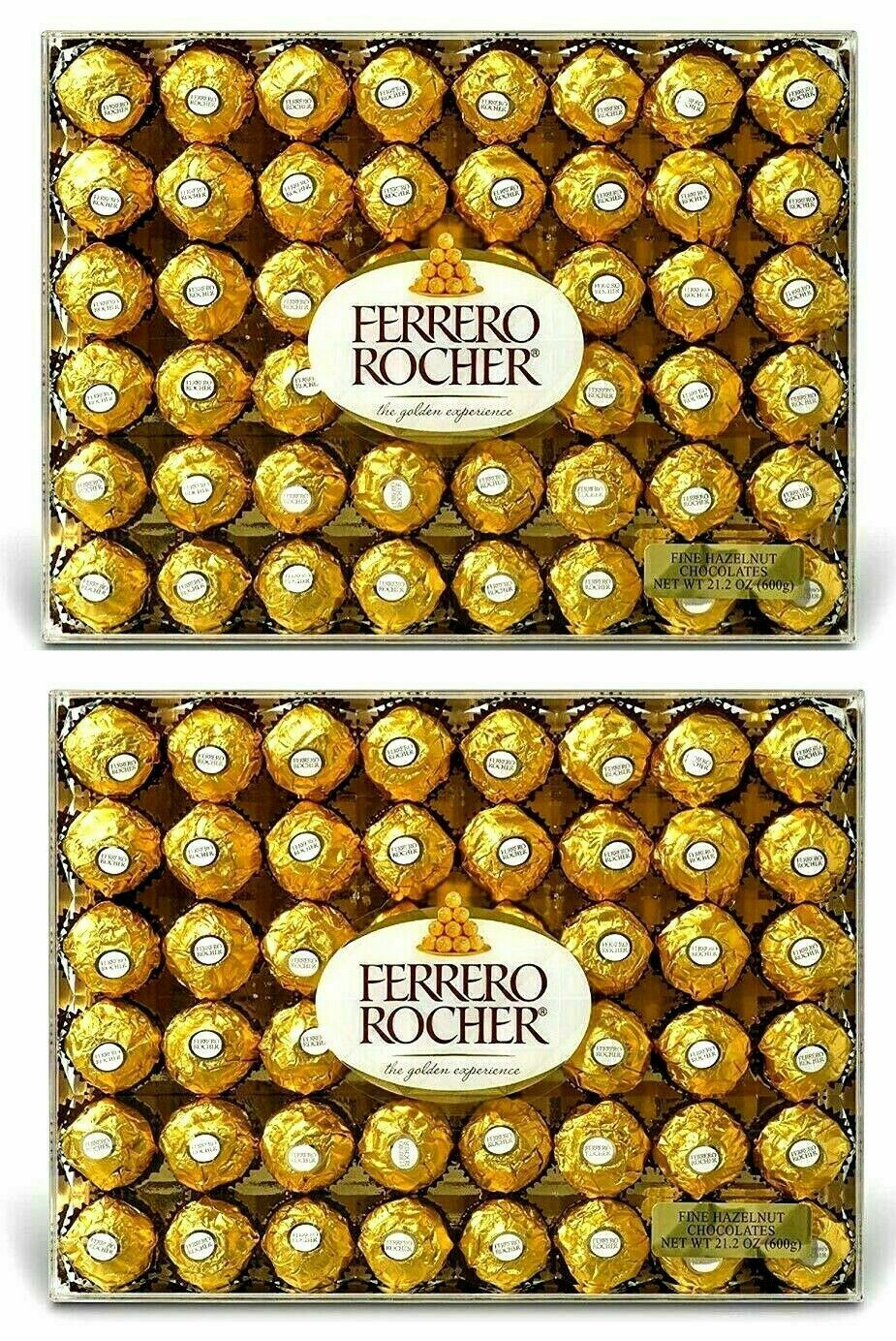 2 Packs Ferrero Rocher Fine Hazelnut Chocolates 48 ct, 21.2 oz Each, Total 96 ct