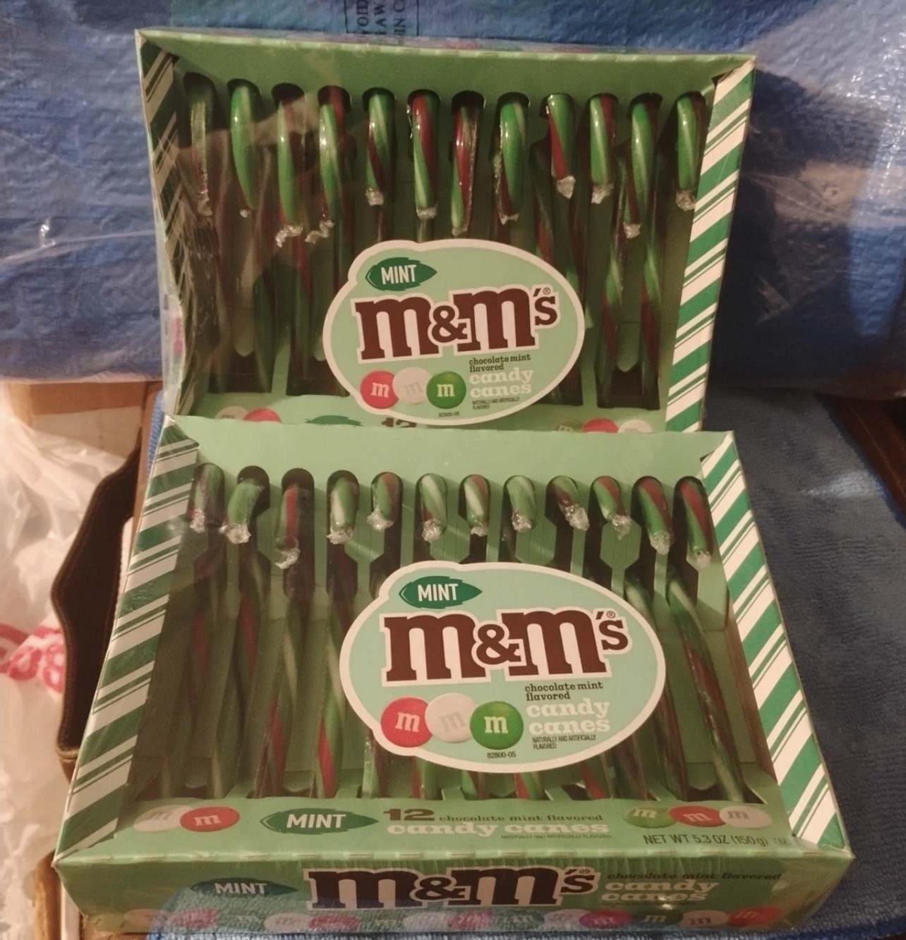 (2 Pack) M&M’s Chocolate Mint Flavored Candy Canes 12 Count Limited Edition!