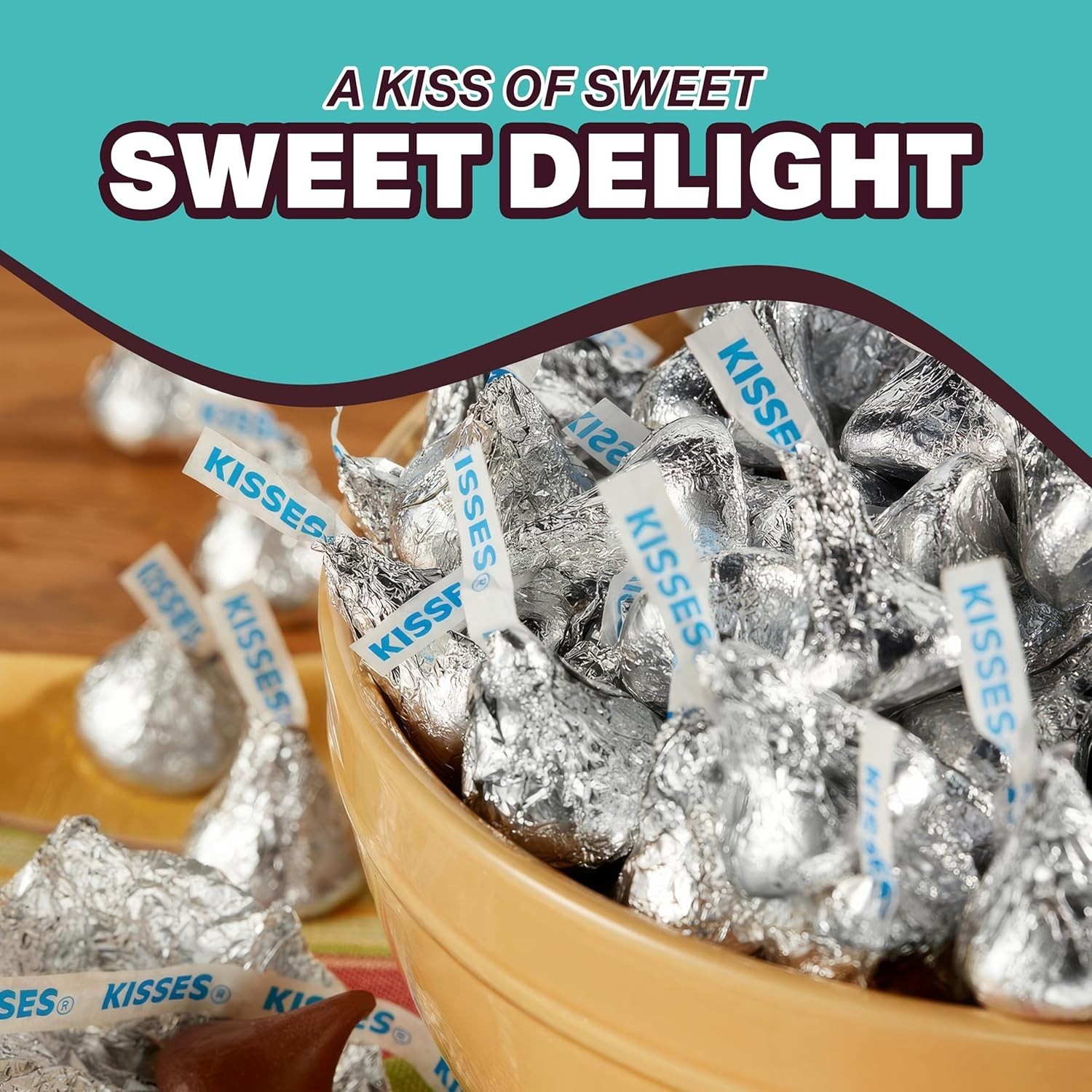 Hershey’s Kisses Milk Chocolate Silver Foil, Bulk Fresh Holiday Candy (5 Pounds)
