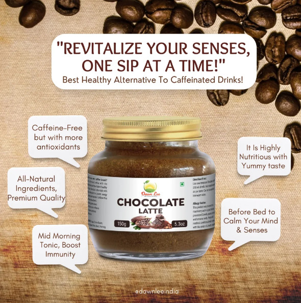 Chocolate Latte Powder Drink Sugar Free Natural Herbs Cocoa Beans-150GM