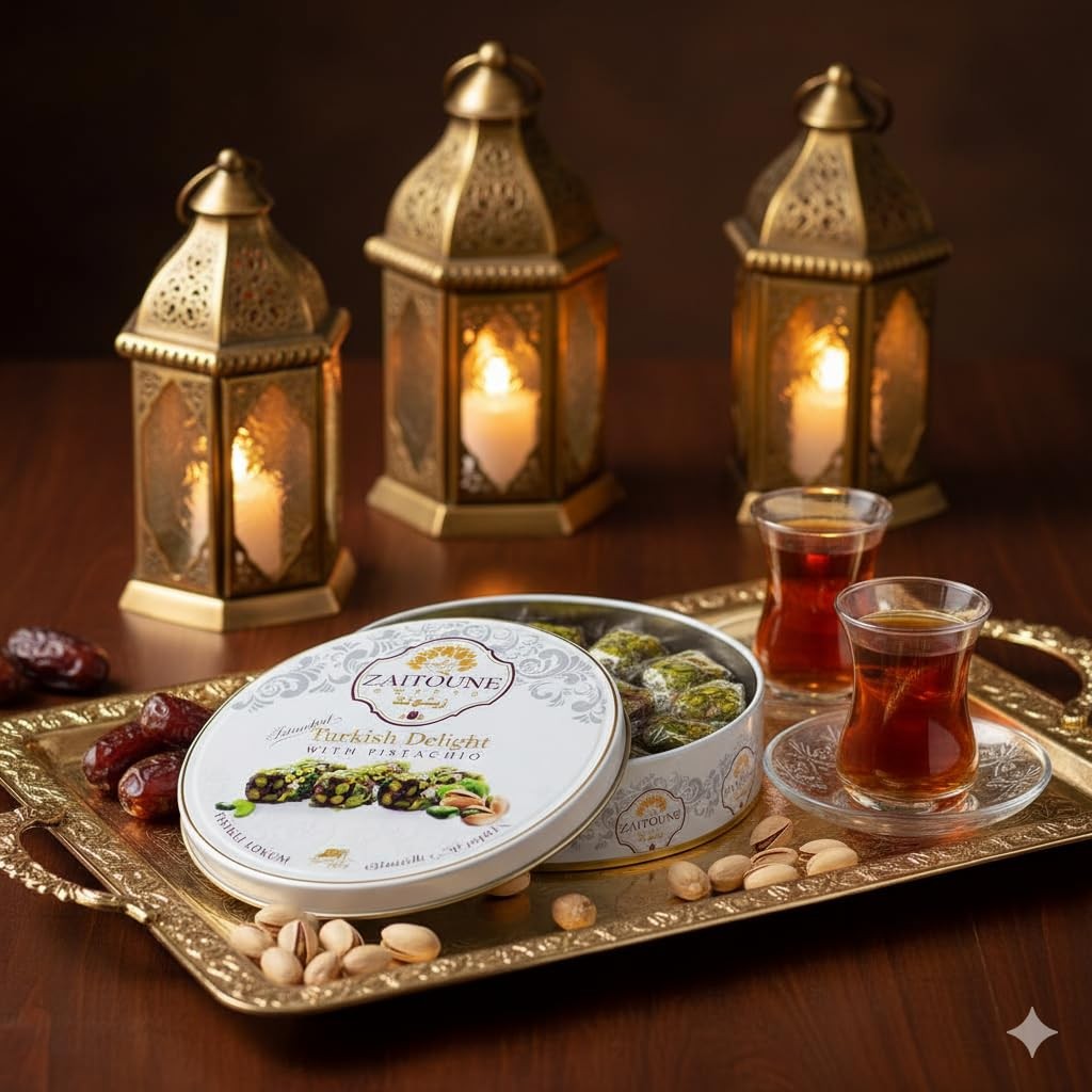 Zaitoune Pistachio Covered Turkish Delight – 0.55 lb | Stuffed with Delicious…