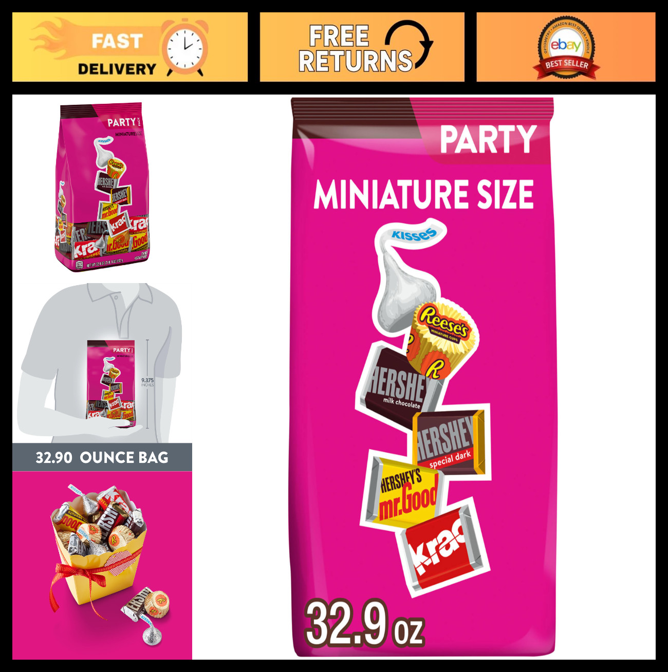 Assorted Miniature Chocolate Candy Party Pack – 32.9 oz, Perfect for Events & Tr